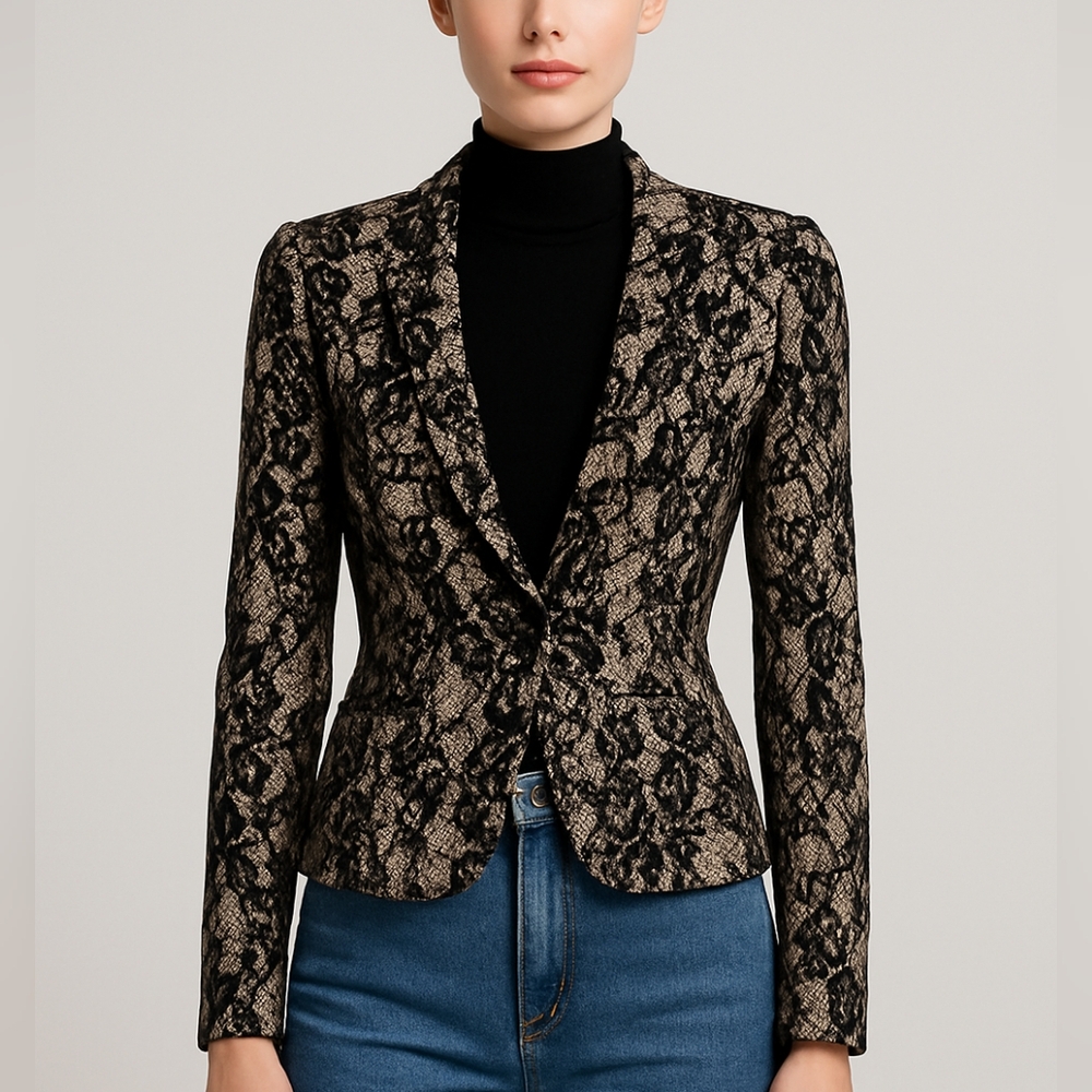 Kardashian Kollection Black Lace Over Nude Jacket Size XS - Picture 1 of 6